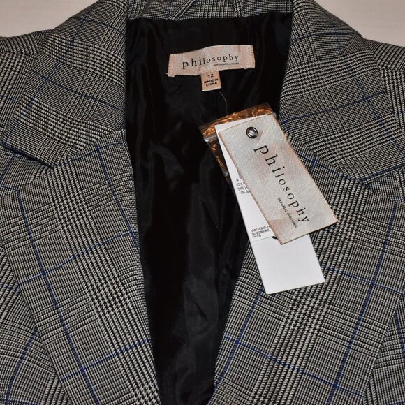 Philosophy Oversized Grey Plaid Blazer Jacket Size 12 - Picture 4 of 14